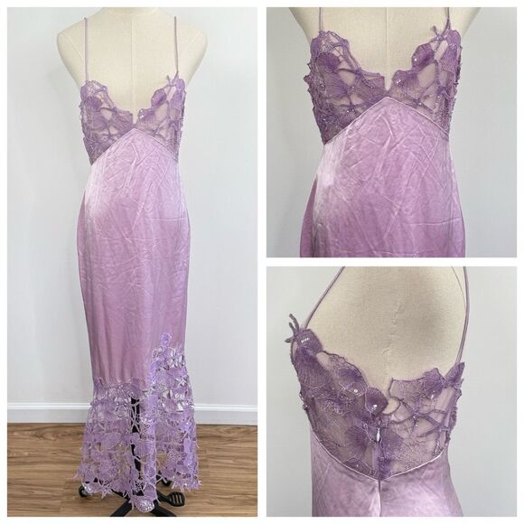 Retrofete Dresses & Skirts - NWOT Retrofete Lace-Trimmed Lavander Slip Dress Small
